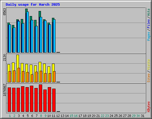 Daily usage for March 2025