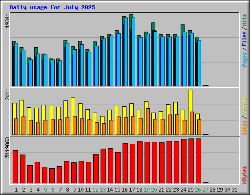 Daily usage for July 2025