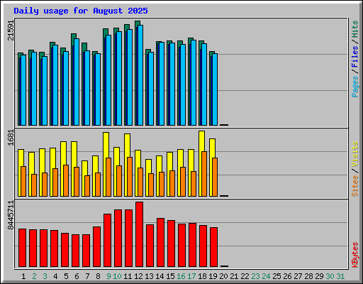 Daily usage for August 2025